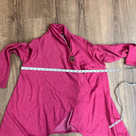 Bobeau Asymmetrical One Button Wrap Cardigan Pink Sz S - Picture 7 of 9